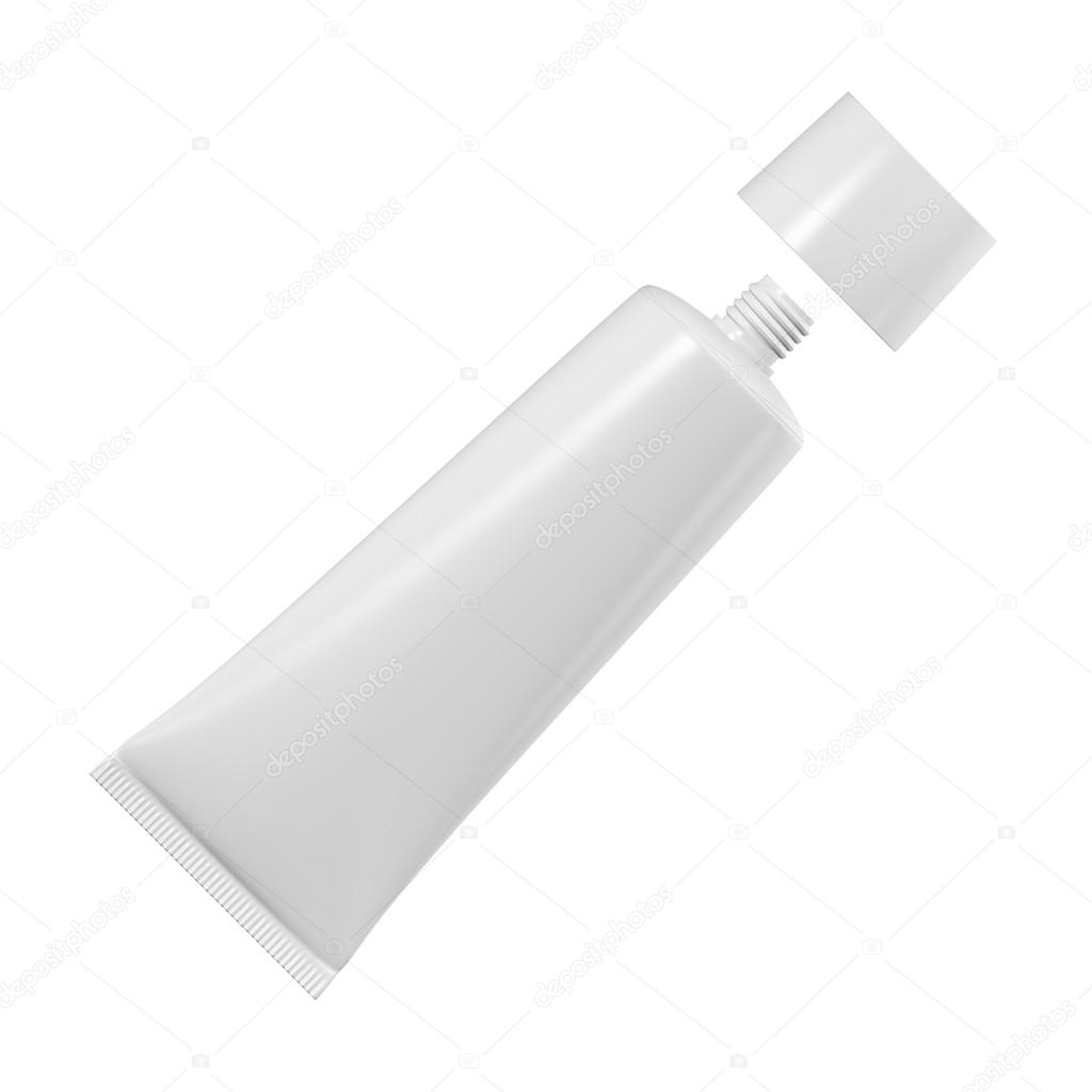 Tube for cream or toothpaste or glue on a white background