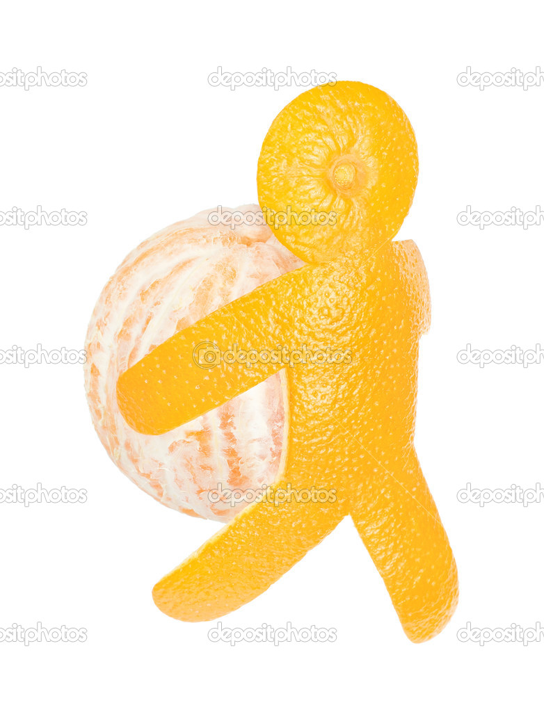 Orange little man on a white background