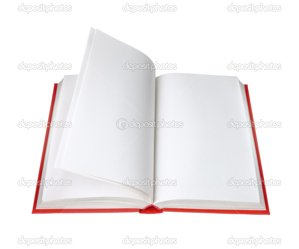 open book with blank pages on white background