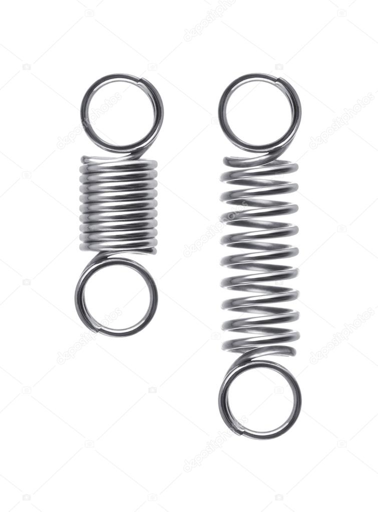 Springs. Stretched and compressed springs on a white background.