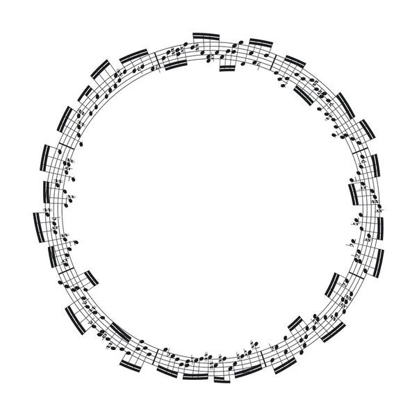 Muziek notities in de vorm van een cirkel — Stockvector