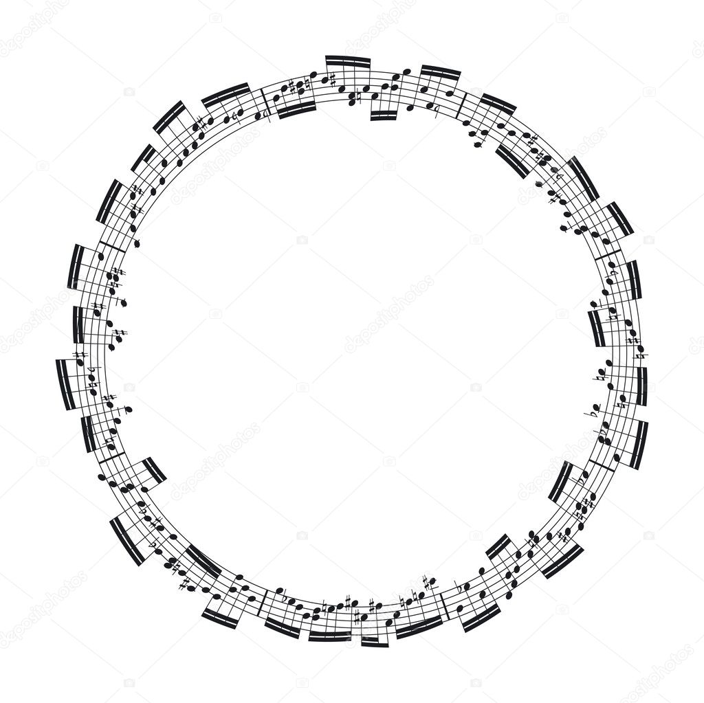 Music notes in the form of a circle