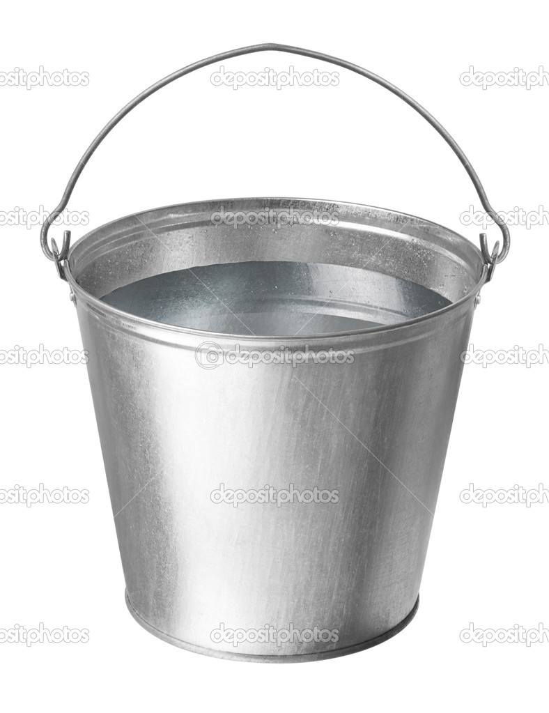 Metal bucket with water