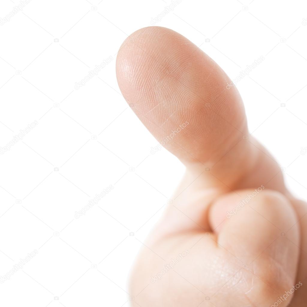 Finger presses the button, shows fingerprints or ok gesture
