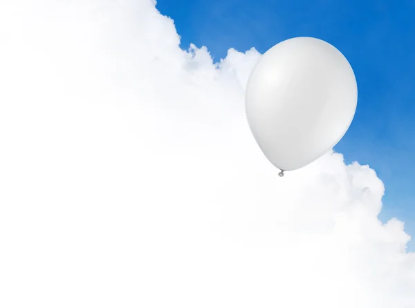 White balloon flying in the sky — Stock Photo, Image