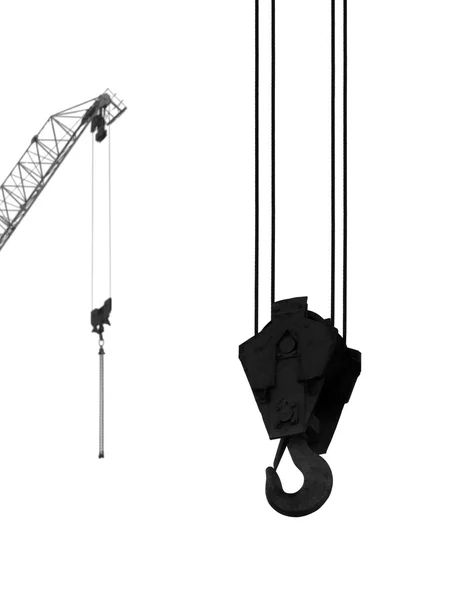 Hook of a hoisting crane, silhouette on a white background — Stock Photo, Image