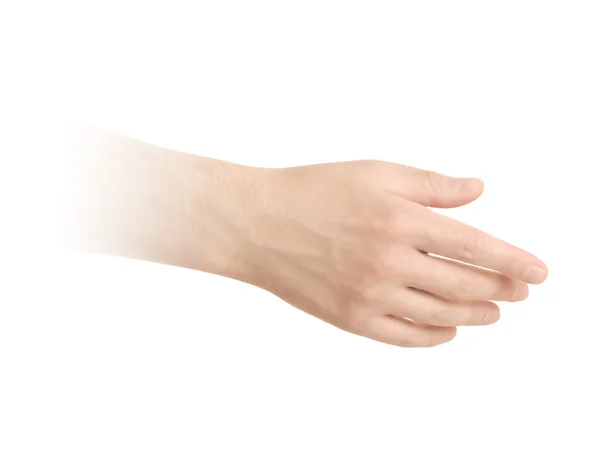 흰색 바탕에 빈 오픈 남자 손 — 스톡 사진