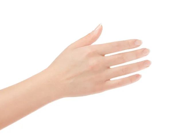 Empty open woman hand on white background — Stock Photo, Image