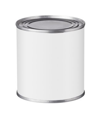 tin can with a blank label on a white background clipart