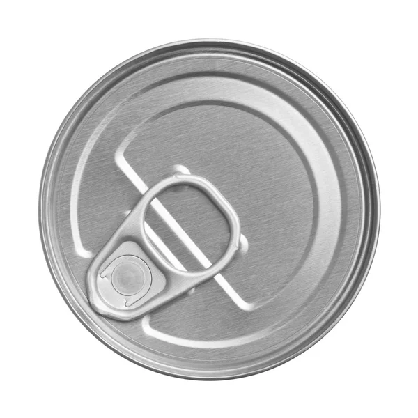 Tin can on white background, view from the top — Stock Photo, Image