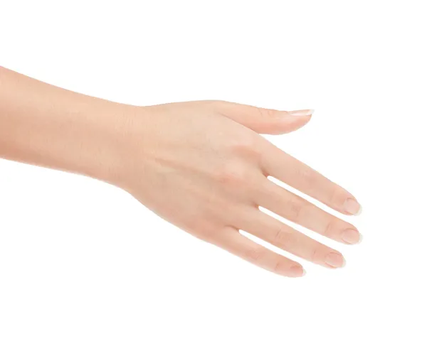 Vide ouvert femme main sur blanc fond — Photo