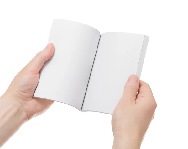 Libro in mani isolate su sfondo bianco — Foto Stock