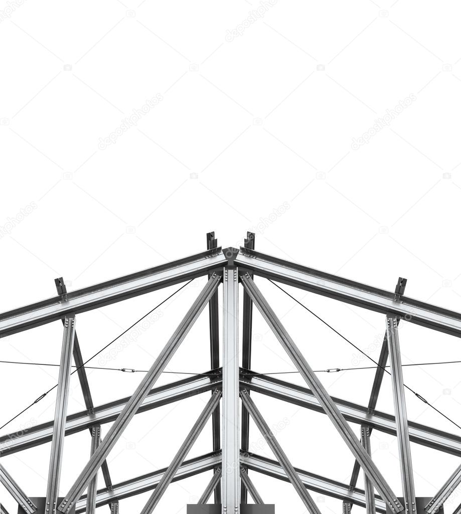 Build roof. Fragment metal framework on a white background.