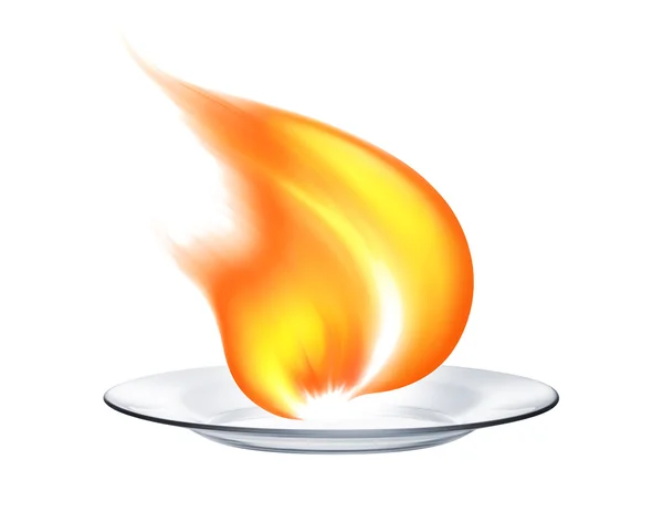 Fire in the plate on white background — Stock Photo, Image