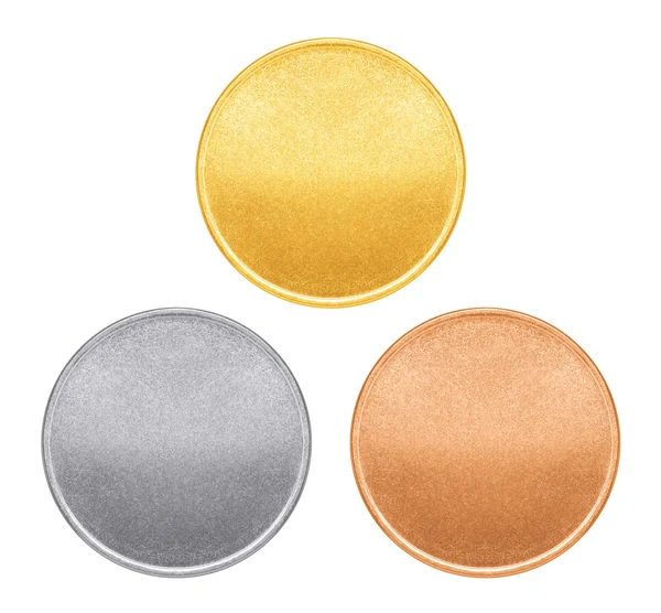 Blank templates for coins or medals with metal texture — Stock Photo, Image