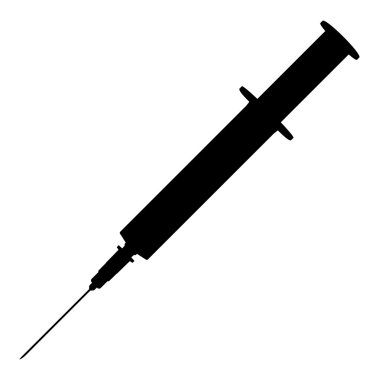 Medical syringe, vector silhouette clipart