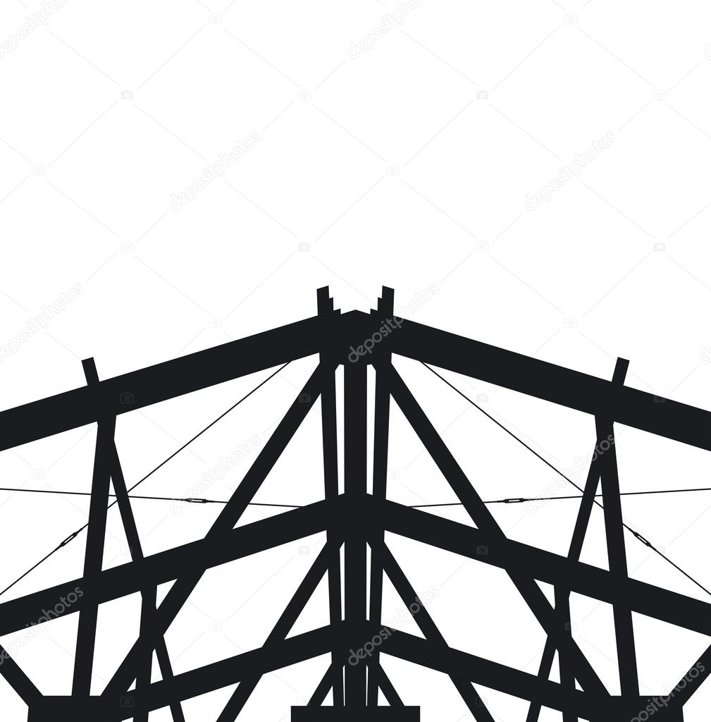 Fragment metal framework on a white background. Vector silhouett