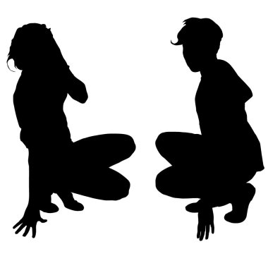 İki kızın vektör silueti
