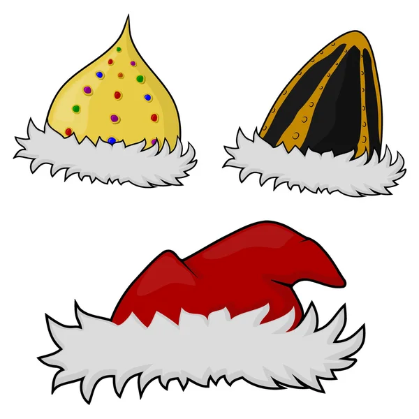 A set of vector images of hats with fur — Stock Vector