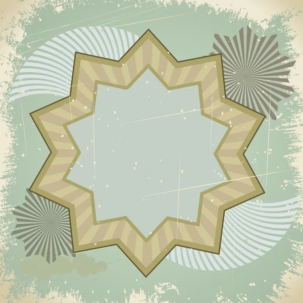 Carte postale vintage avec une étoile et des rayons. eps10 — Image vectorielle