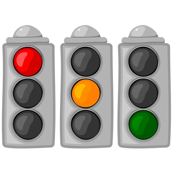 The set of cartoon traffic lights. eps10 — Stock Vector