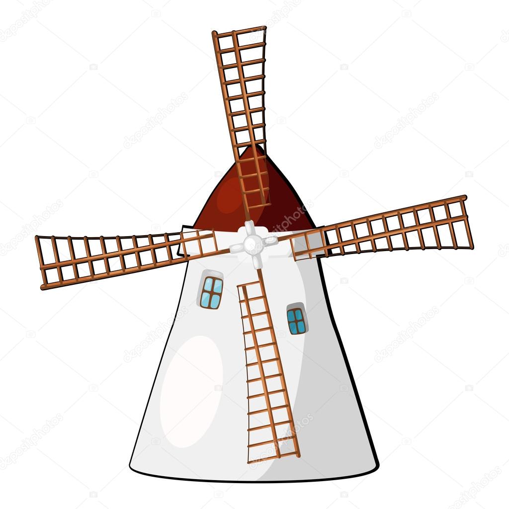 Cartoon illustration of a windmill. eps10
