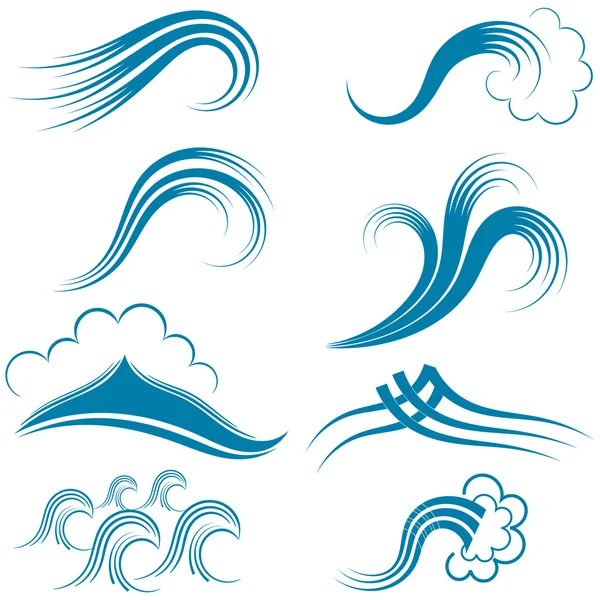 Set of wave symbols. eps10 — Stockvector