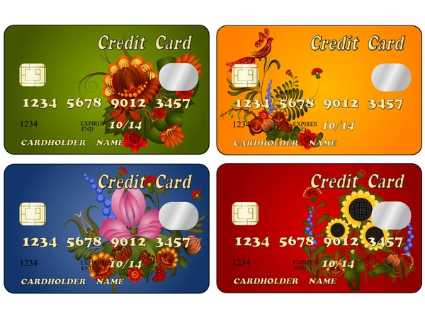 A set of credit cards with floral designs. eps10 — Stock Vector