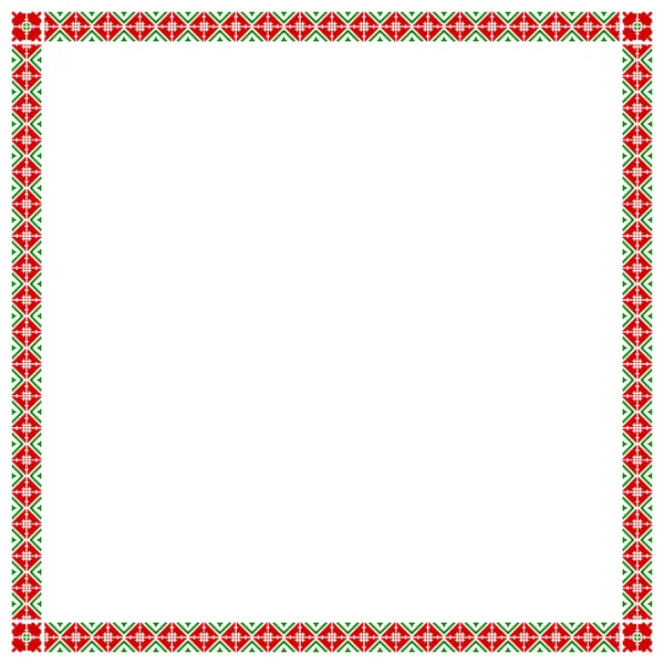 Square frame with elements of national Ukrainian embroidery. eps — Stock Vector