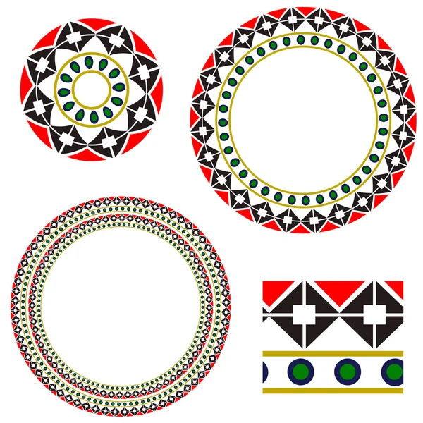 Circular frame with elements of national Ukrainian embroidery. e — Stock Vector