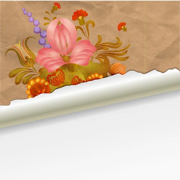 ヴィンテージの花と古い紙。eps10 — ストックベクタ