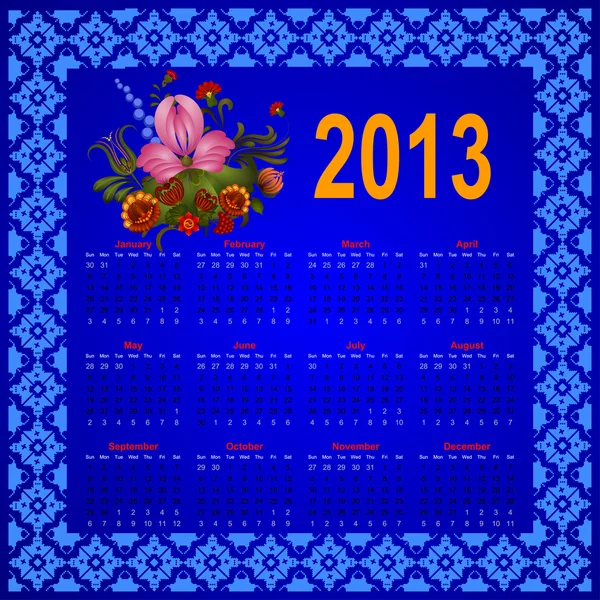 Calendrier avec une image d'un bouquet de fleurs. eps10 — Image vectorielle