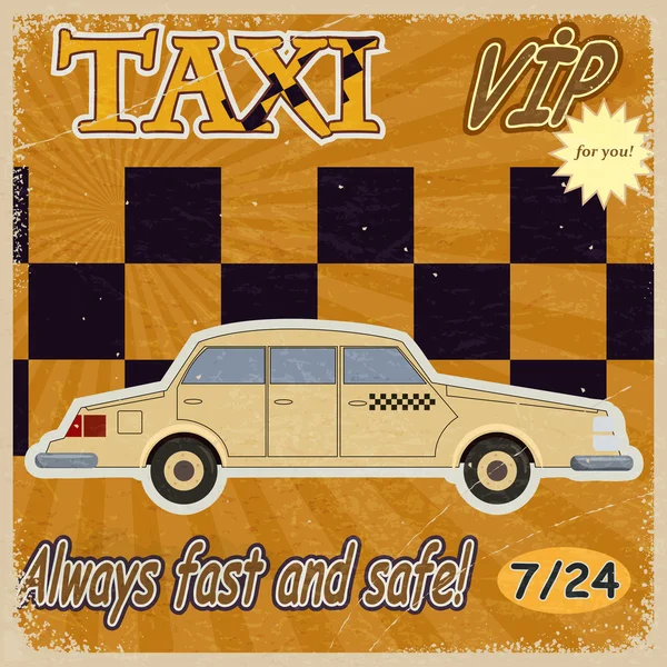 Tarjeta Vintage con la imagen de los taxis antiguos. eps10 — Vector de stock