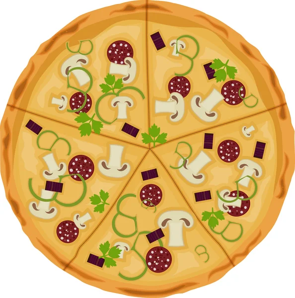 Pizza sur fond blanc. Isoler . — Image vectorielle