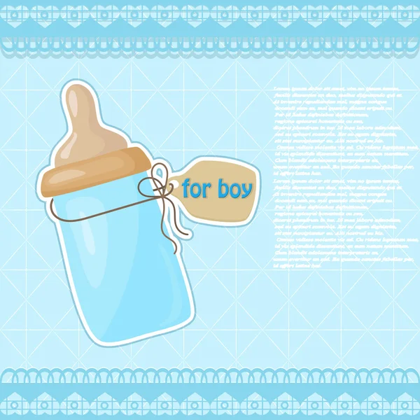Vintage blå mönstrad flaska mjölk för pojken — Stock vektor