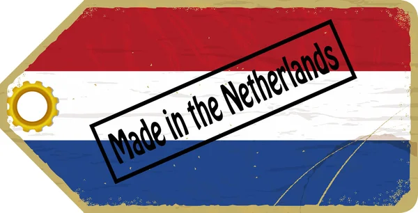 Vintage label with the flag of Netherlands — Stok Vektör