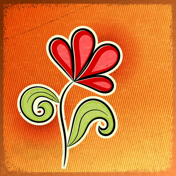 Red abstract flower - a symbol of spring - on vintage background — Stock Vector