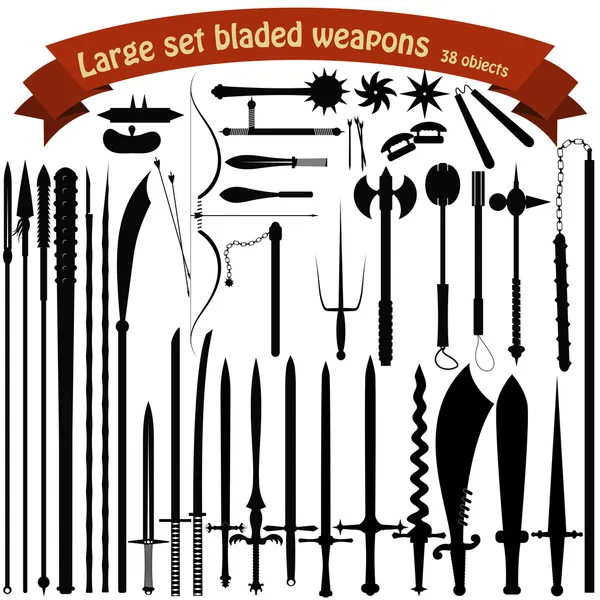 Un gran conjunto de armas de cuchillas — Vector de stock