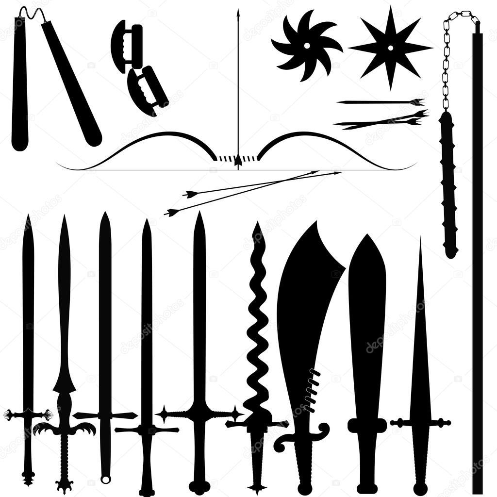 Set of item bladed weapons