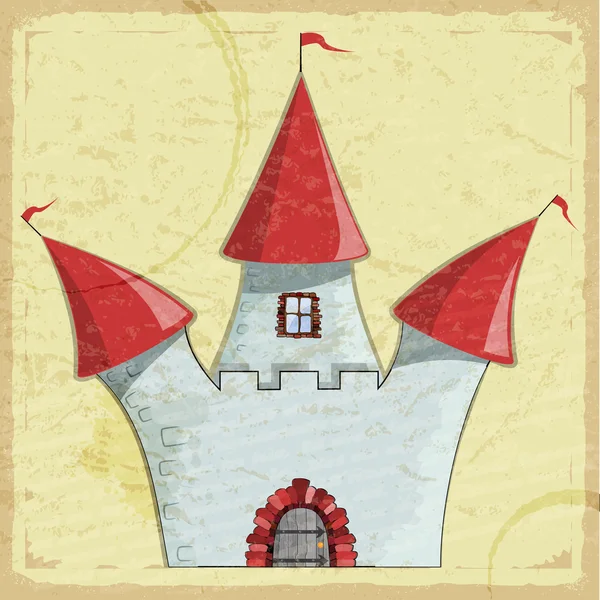 Ročník kartu s obrázkem starého hradu kreslený — Stockový vektor