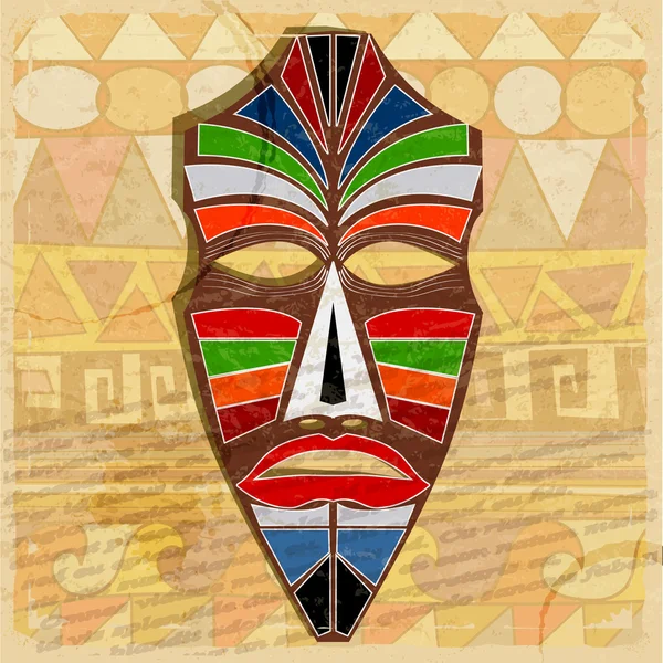 Ethnic mask on vintage background — Stock Vector