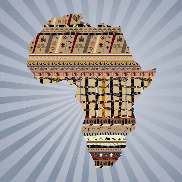 Sagoma astratta dell'Africa con dipinti tradizionali — Vettoriale Stock