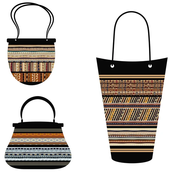 Set of handbags in style Tribal — Stock Vector