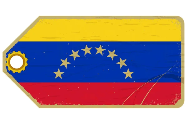 Vintage label s vlajkou Venezuely — Stockový vektor