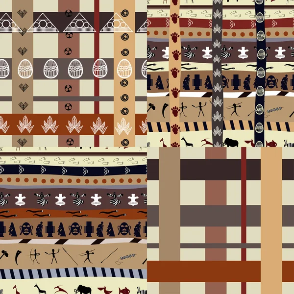 Conjunto de patrones tribales africanos con elementos de la naturaleza — Archivo Imágenes Vectoriales