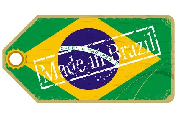 Vintage label with the flag of Brazil — Stock Vector