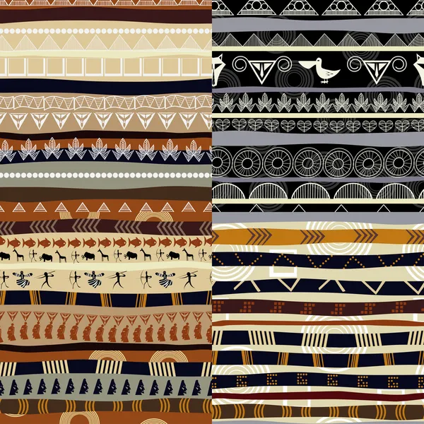 Ensemble de motifs tribaux primitifs africains — Image vectorielle