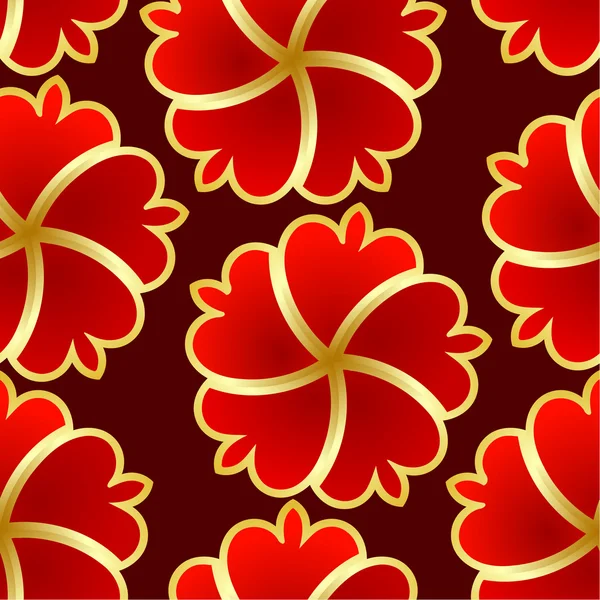 Textura sin costura abstracta con flor de oro rojo — Archivo Imágenes Vectoriales