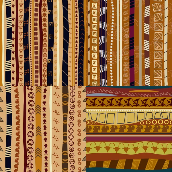 Conjunto de padrões de cores padrão tribal primitivo — Vetor de Stock