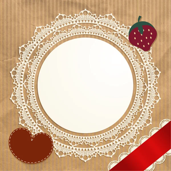 Vintage doily on the old paper background — Stock Vector